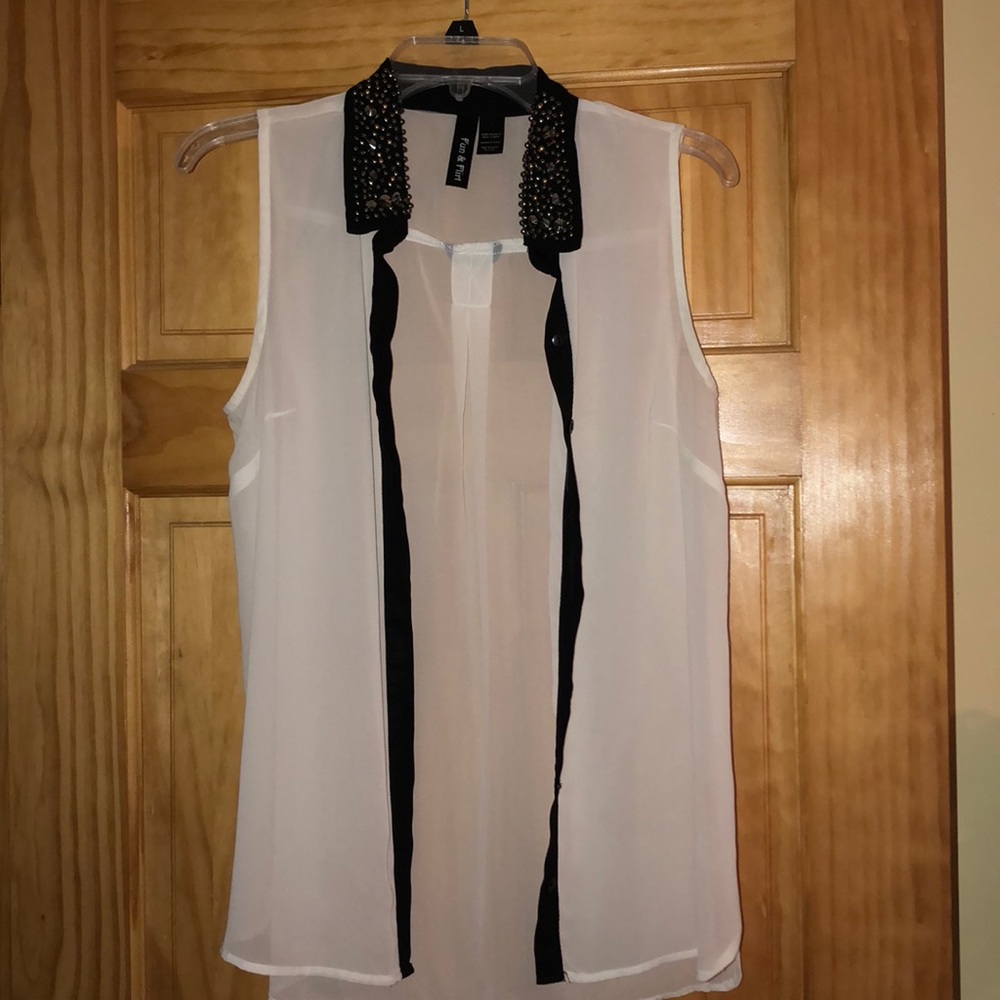 Embellished sheer top